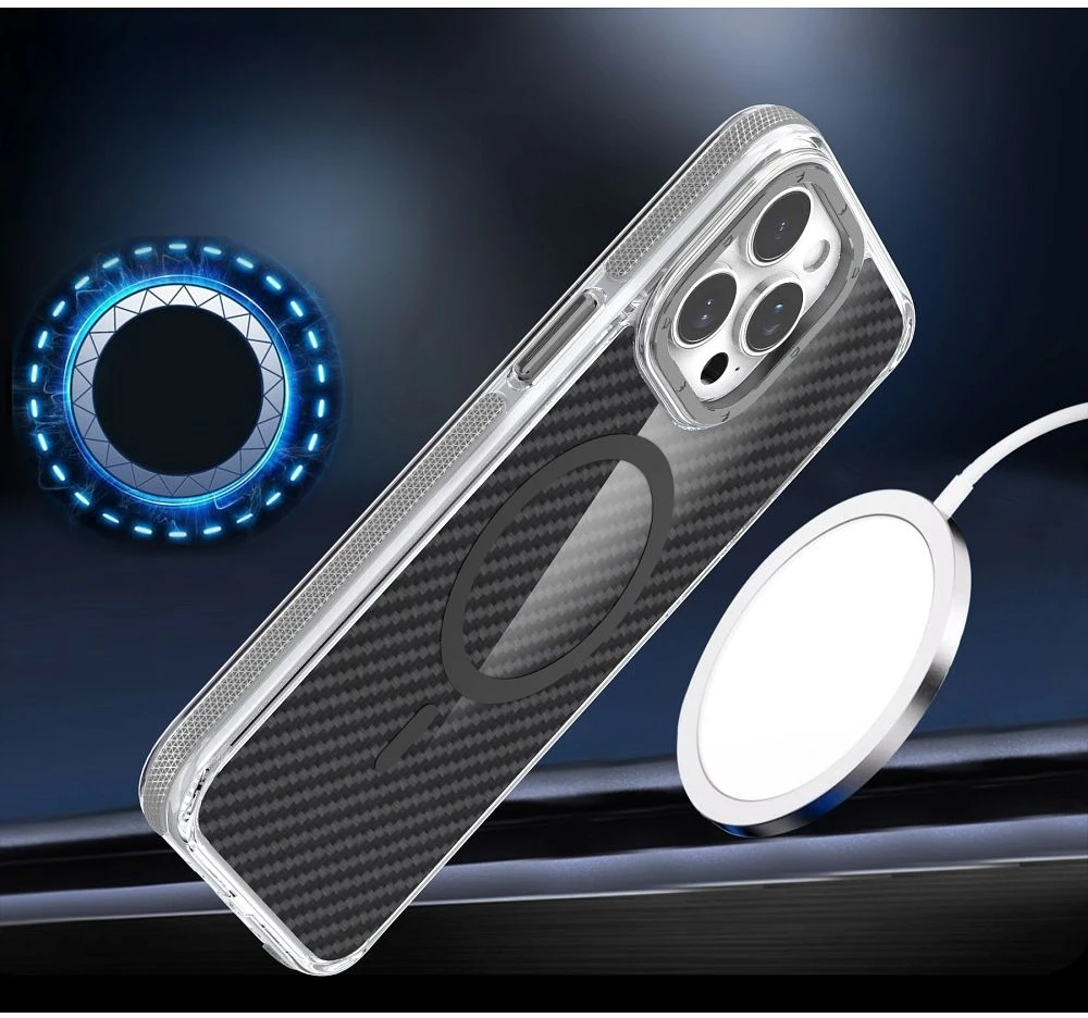 Dėklas Oem Case for iPhone 17 Pro / 18 Pro Fiber compatible with MagSafe pilka