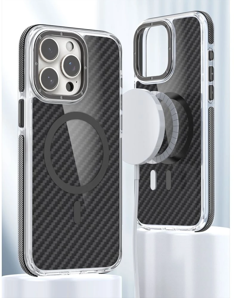Dėklas Oem Case for iPhone 17 Pro / 18 Pro Fiber compatible with MagSafe juodas