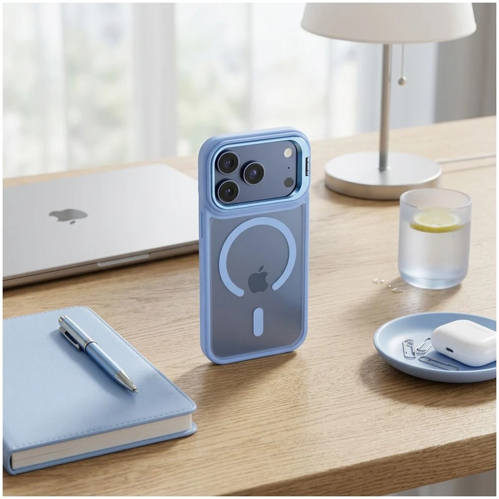 Dėklas Case for iPhone 17 Pro / 18 Pro Forcell F-Protect Shadow Stand Premium compatible with MagSafe light mėlynas