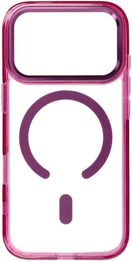 Oem dėklas, skirtas iPhone 18 Pro / 17 Pro, rėmelis skaidrus, hibridinis, su magnetiniu laikikliu, suderinamas su MagSafe, tamsios vyšninės spalvos