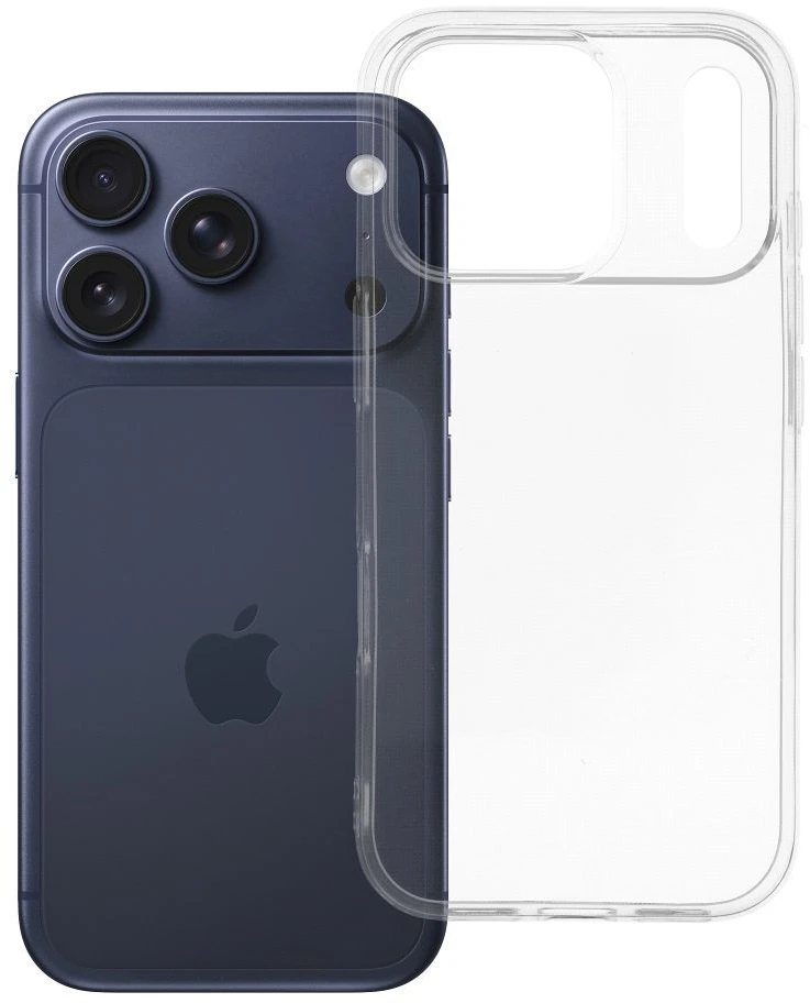 OEM dėklas, skirtas iPhone 17 Pro / 18 Pro (žemas kameros kraštas), skaidrus, 2 mm dėžutė, permatoma.