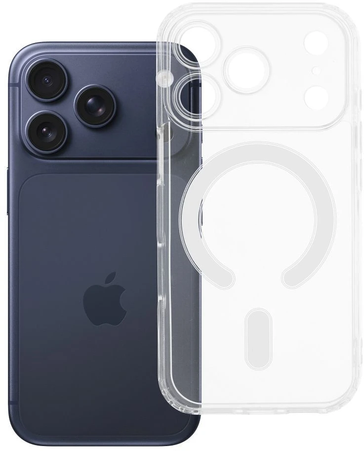 Oem Originalus „iPhone 17 Pro / 18 Pro“ dėklas (žemas kameros kraštas), skaidrus „Mag“ dėklas (STR / KAMEROS APSAUGA), suderinamas su „MagSafe“ permatomu dangteliu.