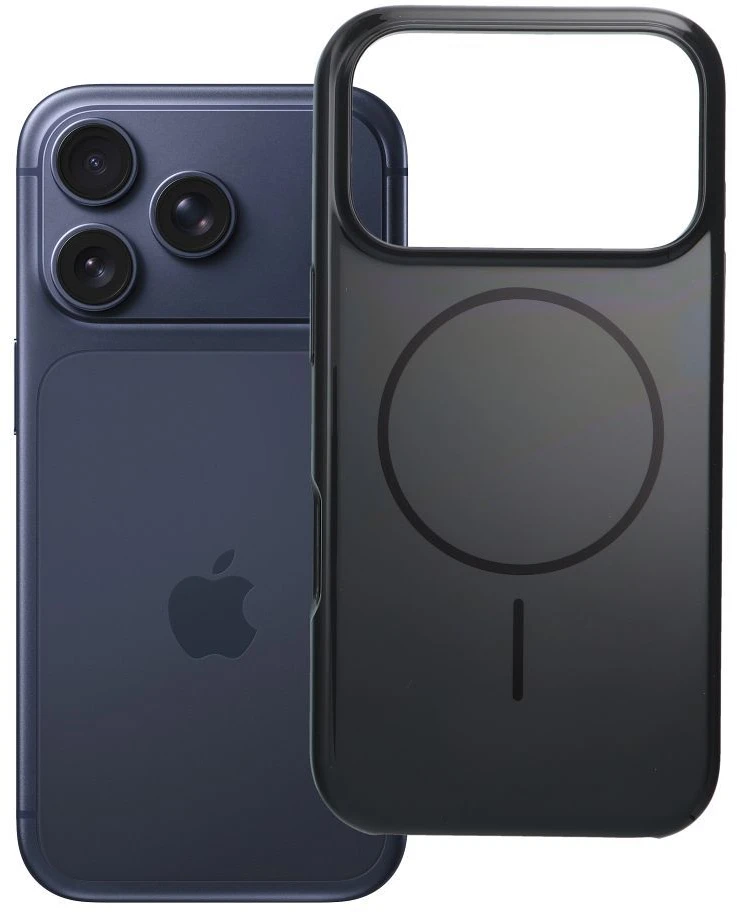 Oem Originalus „iPhone 17 Pro / 18 Pro“ dėklas (žemas kameros kraštas), blizgus „Mag“ dėklas, suderinamas su „MagSafe“ (juodas)