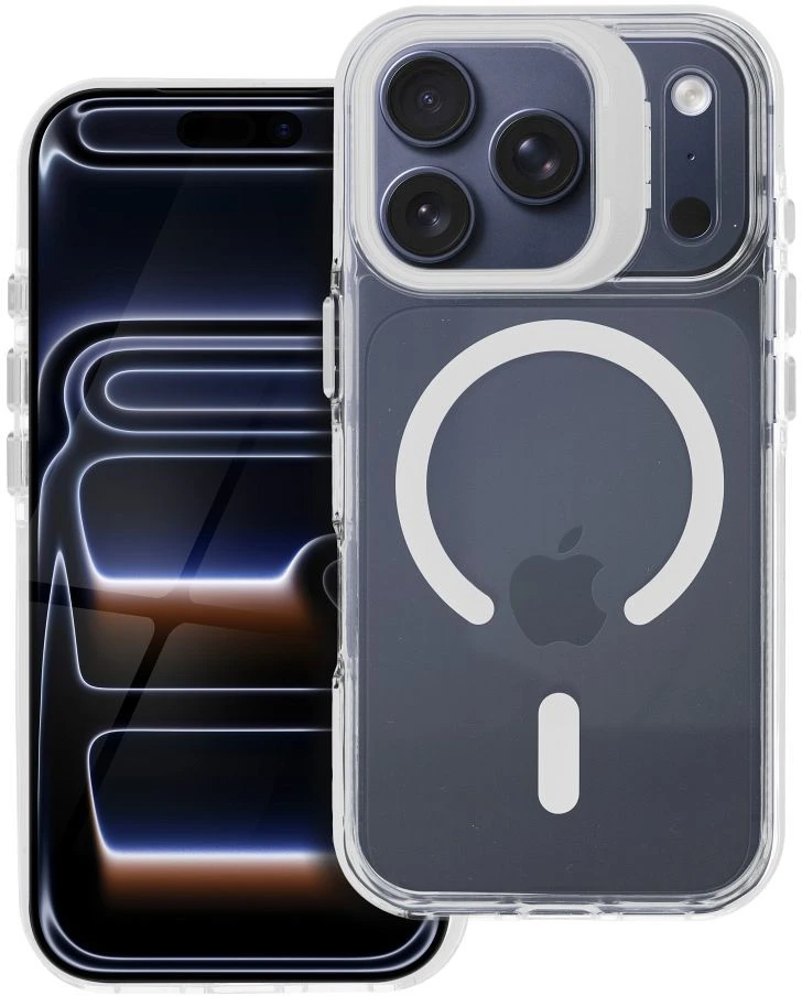 Oem dėklas, skirtas iPhone 18 Pro Max / 17 Pro Max, lęšio mag Cover, suderinamas su MagSafe, baltas