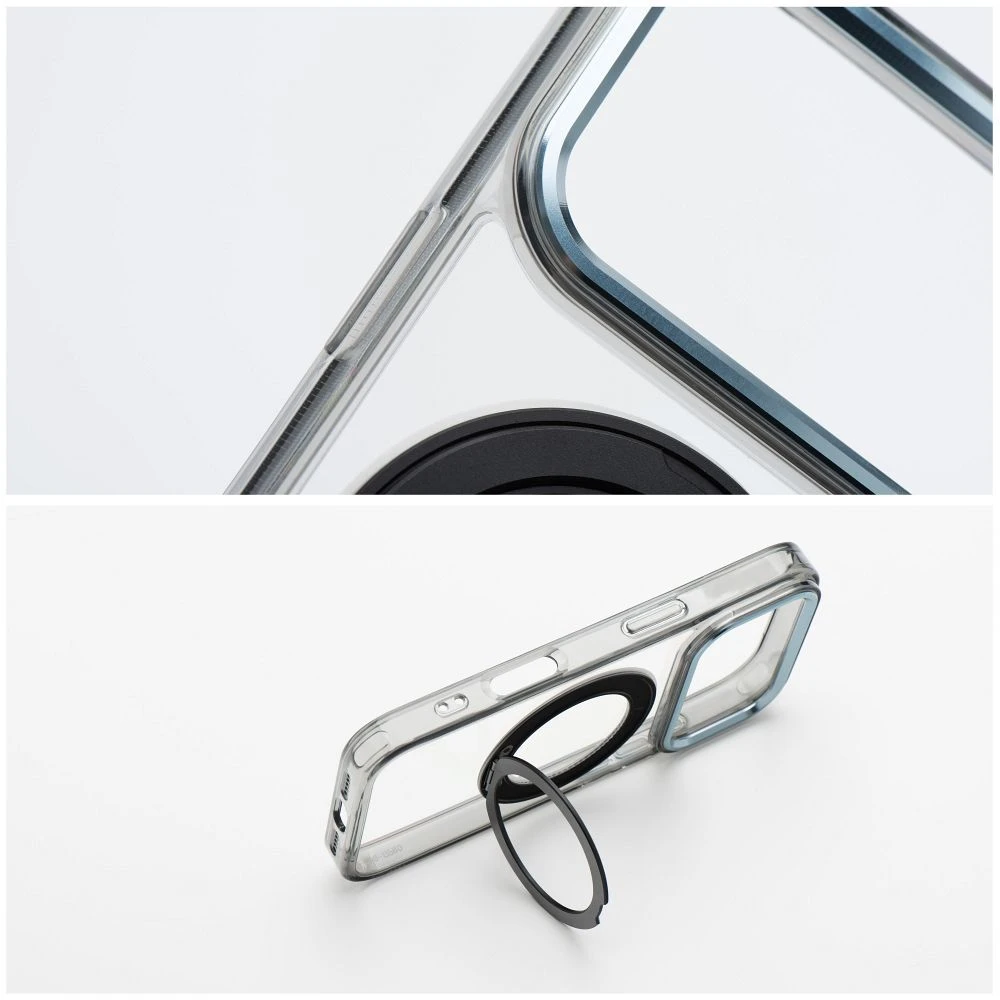 OEM dėklas, skirtas „iPhone 17 Pro Max / 18 Pro Max“ (žemas kameros kraštas), apvalus stovas, suderinamas su „MagSafe“ ir juodas