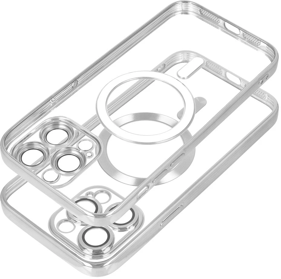 OEM dėklas, skirtas iPhone 17 Pro Max / 18 Pro Max, Electro Mag dangtelis, suderinamas su MagSafe, sidabrinis