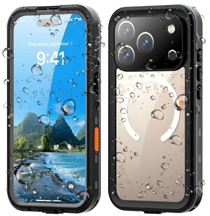 Dėklas Oem Case for iPhone 17 Pro Max Atsparus vandeniui Shellbox DOT compatible with MagSafe juodas