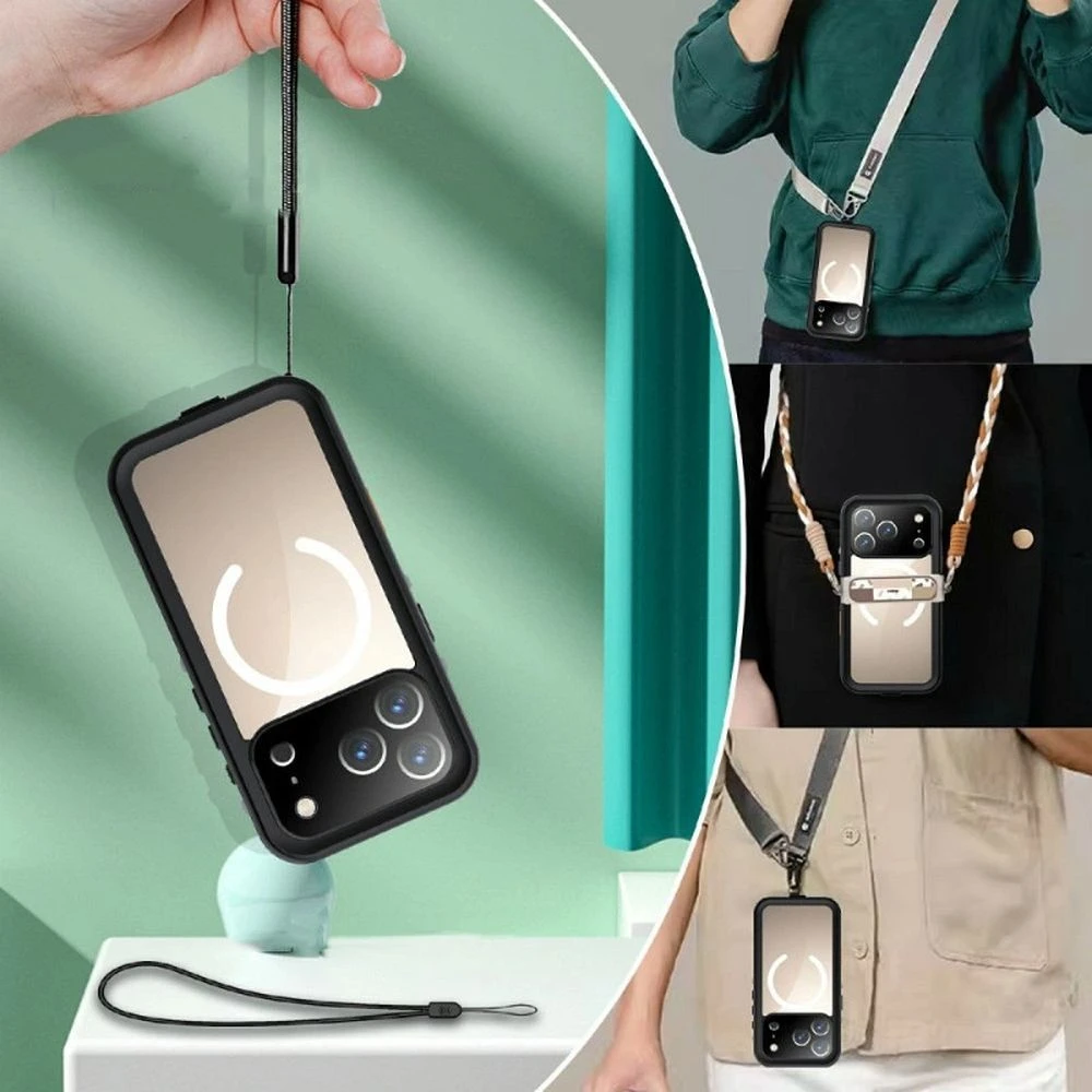 Dėklas Oem Case for iPhone 17 Pro Max Atsparus vandeniui Shellbox DOT compatible with MagSafe juodas