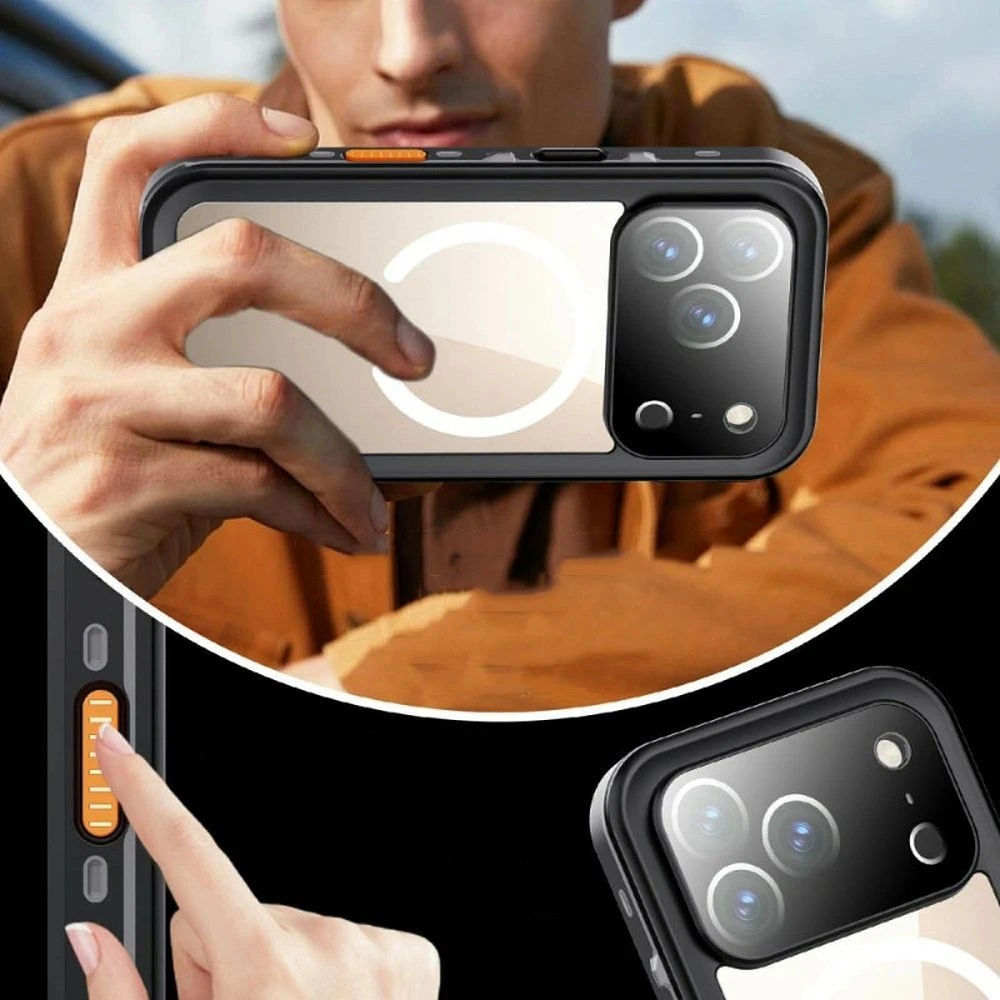 Dėklas Oem Case for iPhone 17 Pro Max Atsparus vandeniui Shellbox DOT compatible with MagSafe juodas
