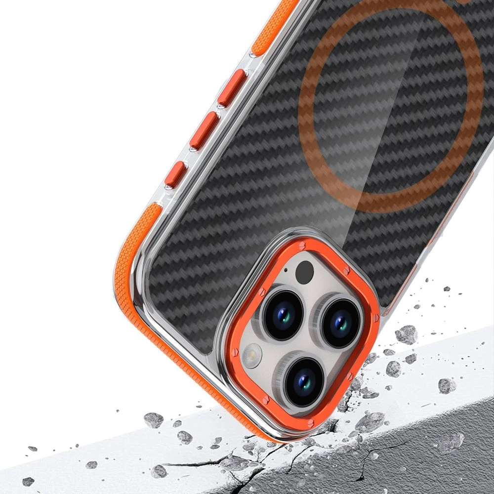 Dėklas Oem Case for iPhone 17 Pro Max / 18 Pro Max Fiber compatible with MagSafe oranžinis