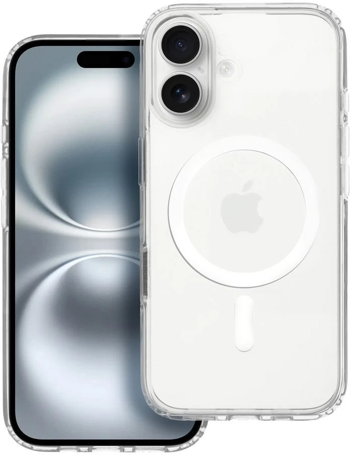 Oem Originalus „iPhone 17 Pro Max / 18 Pro Max“ skaidrus „Mag Cover Elite“ dėklas (STR / NEGELTONAS / SU KAMEROS VALDYMO MYGTUKU), suderinamas su „MagSafe“ permatomu dėklu.
