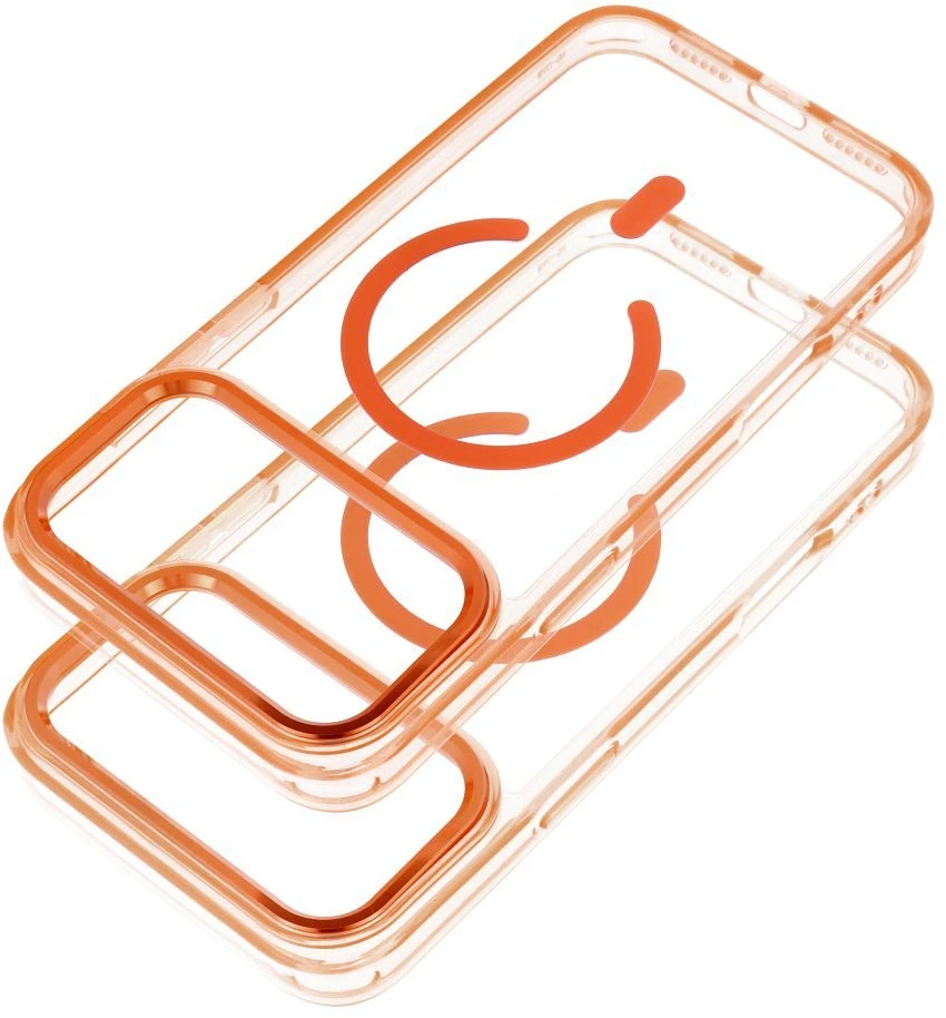 Dėklas Oem Case for iPhone 17 Pro Max / 18 Pro Max Frame Clear Hybrid Mag Cover compatible with MagSafe hermes oranžinis