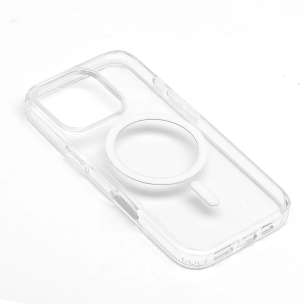 Oem Originalus „iPhone 17 Pro Max / 18 Pro Max“ skaidrus „Mag Cover Elite“ dėklas (STR / NEGELTONAS / SU KAMEROS VALDYMO MYGTUKU), suderinamas su „MagSafe“ permatomu dėklu.