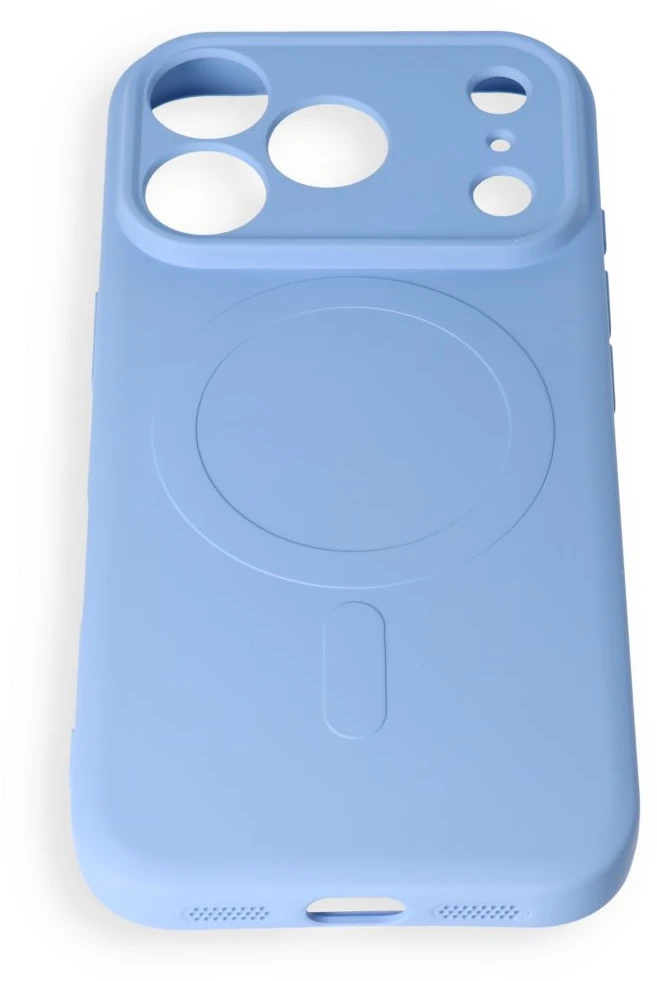 Oem dėklas, skirtas iPhone 17 Pro Max / 18 Pro Max, silikoninis, su MagSafe, suderinamas su MagSafe (kameros apsauga), šviesiai mėlynas