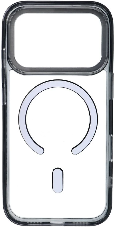 Dėklas Oem Case, skirta iPhone 18 Pro Max / 17 Pro Max, rėmelis skaidrus, hibridinis, MagSafe suderinamas, juodas