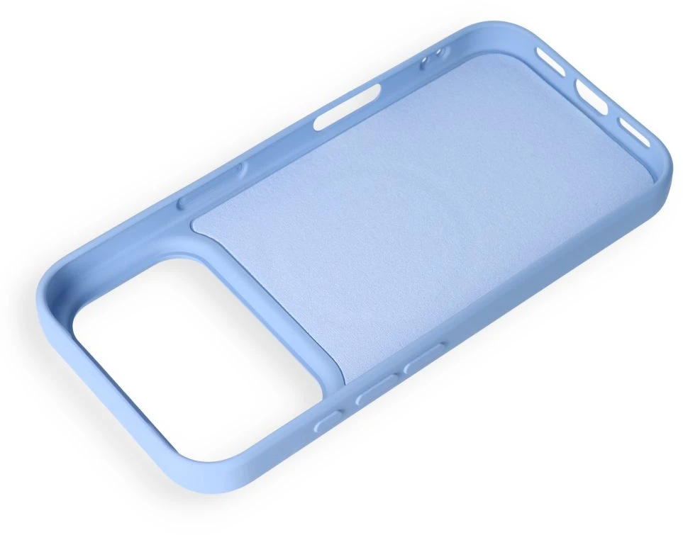 Oem dėklas, skirtas iPhone 17 Pro Max / 18 Pro Max, silikoninis, su MagSafe (didelė anga), suderinamas su MagSafe, šviesiai mėlynas