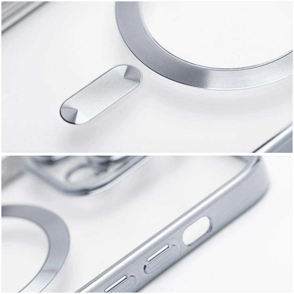 OEM dėklas, skirtas iPhone 17 Pro Max / 18 Pro Max, Electro Mag dangtelis, suderinamas su MagSafe, sidabrinis