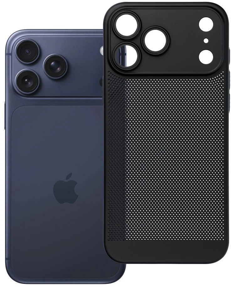 OEM dėklas, skirtas iPhone 17 Pro Max / 18 Pro Max (žemas kameros kraštas), Breezy juodas