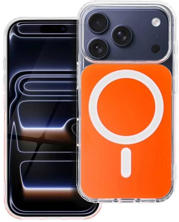 Oem Originalus „iPhone 17 Pro Max“ / „18 Pro Max“ dėklas (žemas kameros kraštas), skaidrus „Fusion Mag“ dėklas, suderinamas su „MagSafe“ hermes oranžinis