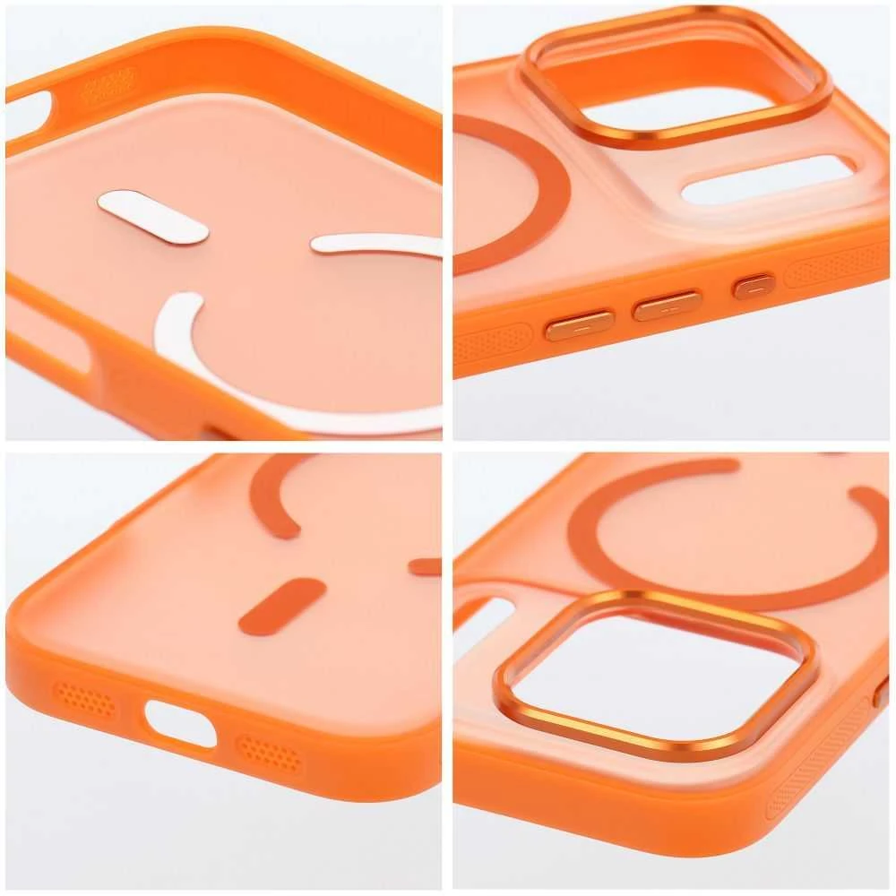 OEM dėklas, skirtas iPhone 17 Pro Max / 18 Pro Max (žemas kameros kraštas), „Flexline Mag Cover“, suderinamas su „MagSafe“, oranžinis