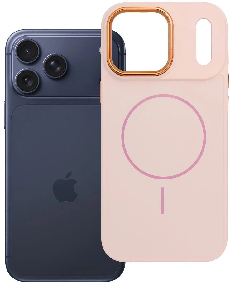 Oem Originalus „iPhone 17 Pro Max“ / „18 Pro Max“ dėklas (žemas kameros kraštas), „Frame Mag Cover“, suderinamas su „MagSafe“, rausvos spalvos.