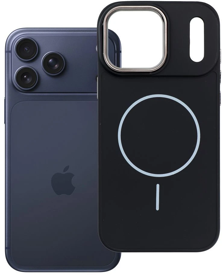 OEM dėklas, skirtas iPhone 17 Pro Max / 18 Pro Max (žemas kameros kraštas), „Frame Mag Cover“, suderinamas su „MagSafe“ (juodas)