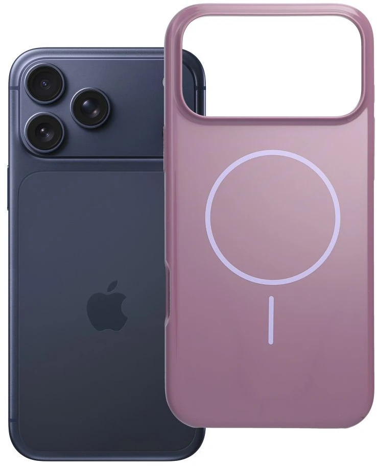 OEM dėklas, skirtas iPhone 17 Pro Max / 18 Pro Max (žemas kameros kraštas), blizgus Mag dėklas, suderinamas su MagSafe violetine