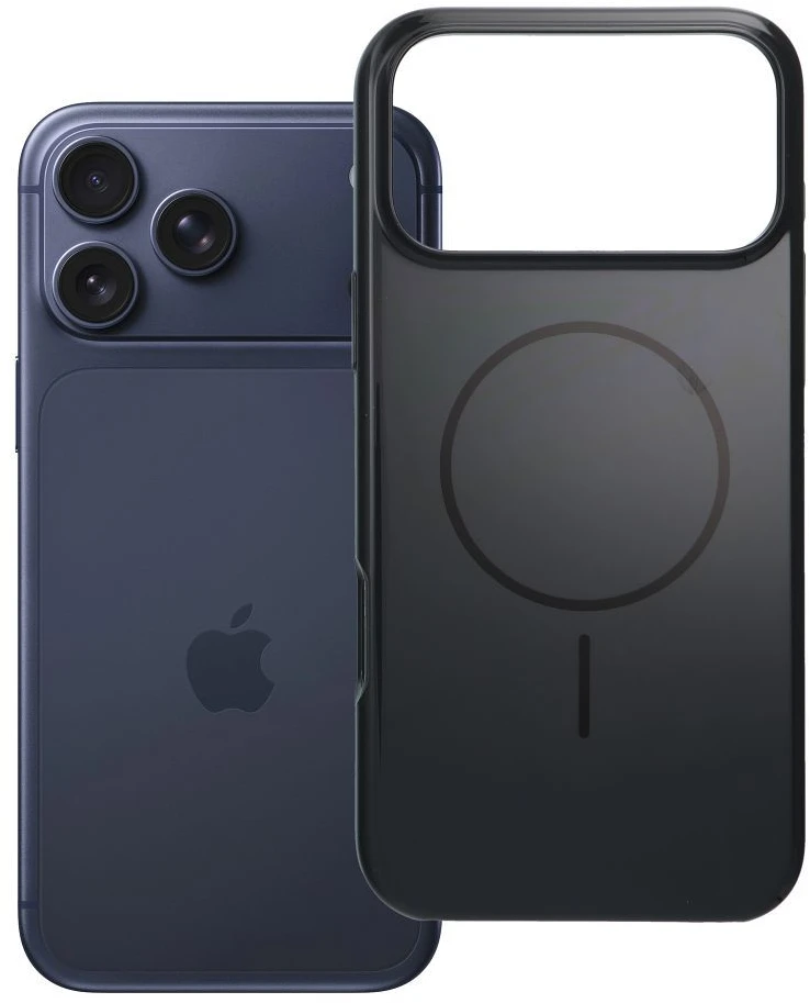 Oem Originalus „iPhone 17 Pro Max“ / „18 Pro Max“ dėklas (žemas kameros kraštas), blizgus „Mag“ dėklas, suderinamas su „MagSafe“ (juodas)