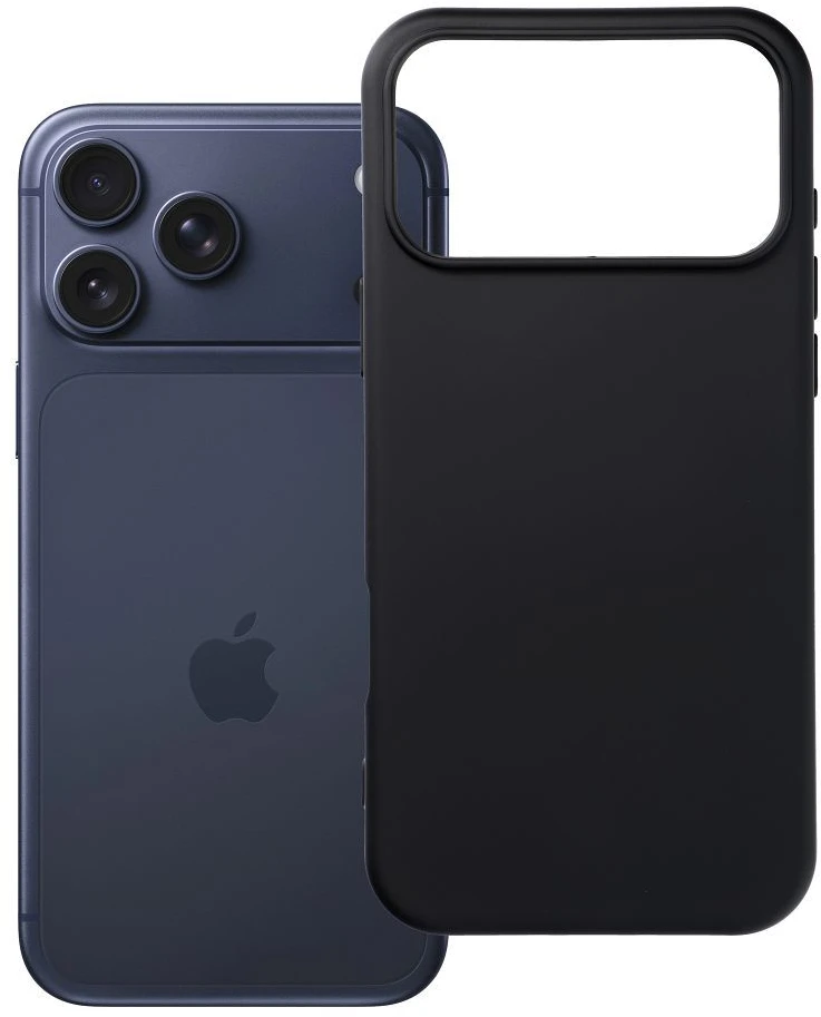 OEM dėklas, skirtas iPhone 17 Pro Max / 18 Pro Max (žemas kameros kraštas), silikoninis, juodas