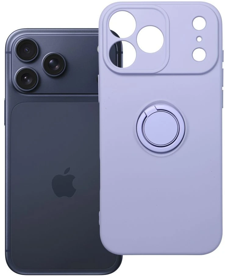 OEM dėklas iPhone 17 Pro Max / 18 Pro Max (žemas kameros kraštas) silikoninis žiedas violetinė