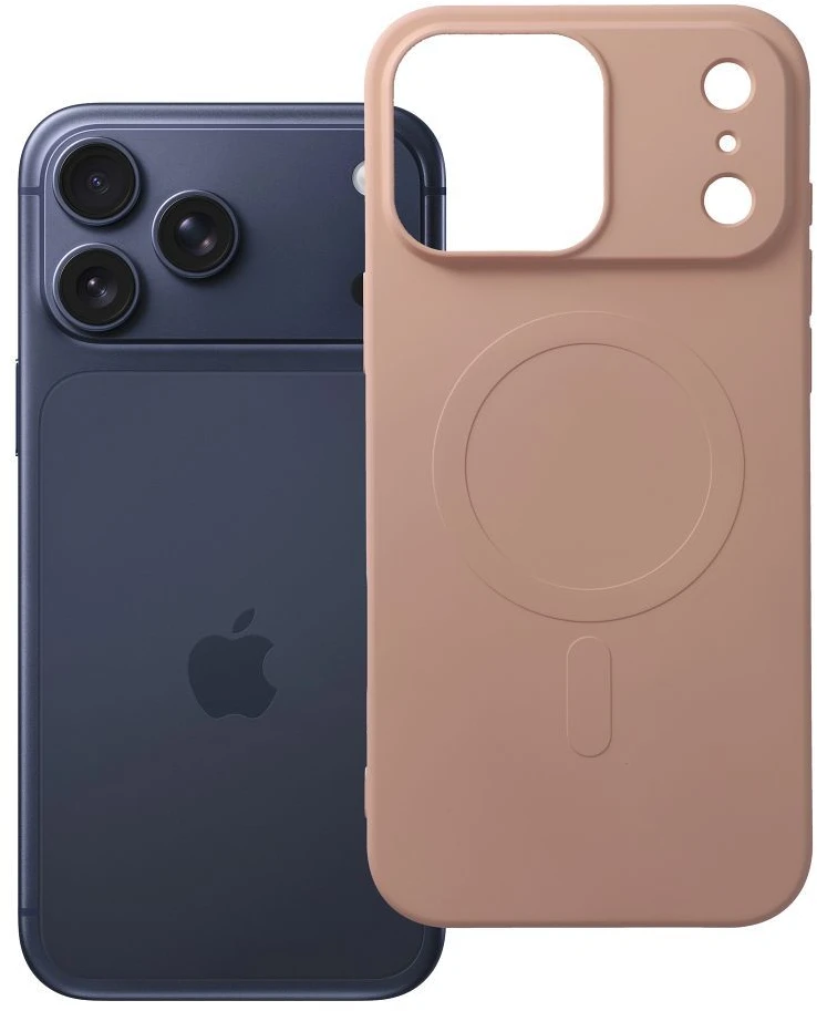 OEM dėklas, skirtas iPhone 17 Pro Max / 18 Pro Max (žemas kameros kraštas), silikoninis Mag dėklas, suderinamas su MagSafe (didele skylute), rožinis