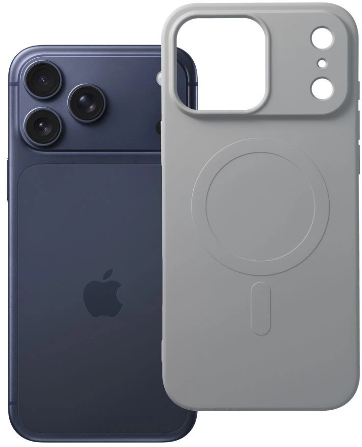 OEM dėklas, skirtas „iPhone 17 Pro Max / 18 Pro Max“ (žemas kameros kraštas), silikoninis „MagSafe“ dėklas (didelė skylė), titanas