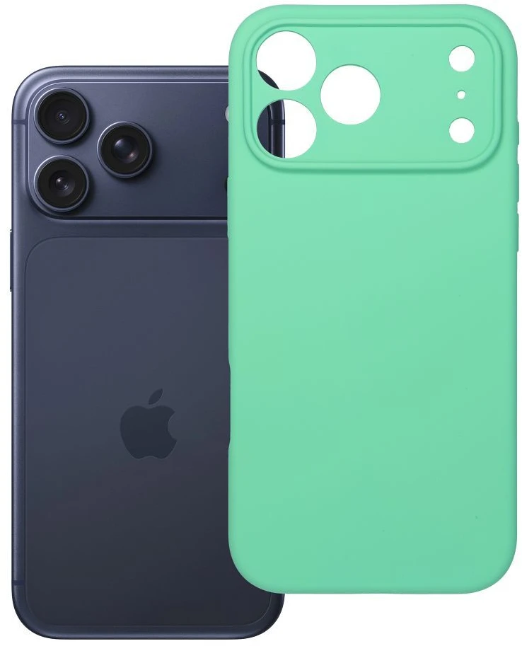 OEM dėklas, skirtas „iPhone 17 Pro Max / 18 Pro Max“ (žemas kameros kraštas), 2 mm silikoninis dėklas (apsauga nuo kameros), mėtų spalvos, su „MagSafe“