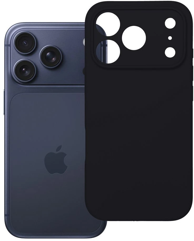 OEM dėklas, skirtas iPhone 17 Pro Max / 18 Pro Max (žemas kameros kraštas), silikoninis 2 mm (apsauga nuo kameros), juodas