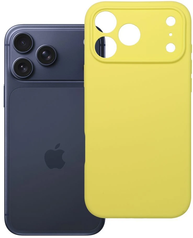 OEM dėklas, skirtas iPhone 17 Pro Max / 18 Pro Max (žemas kameros kraštas), silikoninis 2 mm (apsauga nuo kameros), geltonas