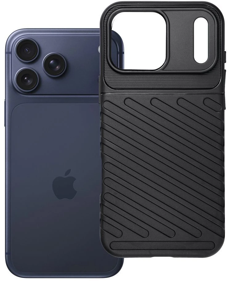 Forcell OEM dėklas, skirtas iPhone 17 Pro Max / 18 Pro Max (žemas kameros kraštas) Thunder juodas