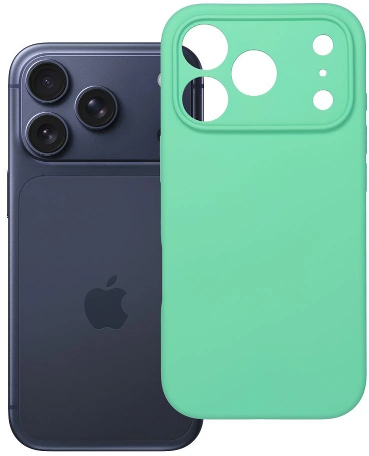 OEM dėklas, skirtas iPhone 17 Pro / 18 Pro (žemas kameros kraštas), silikoninis 2 mm (apsauga nuo kameros), mėtų spalvos, su MagSafe