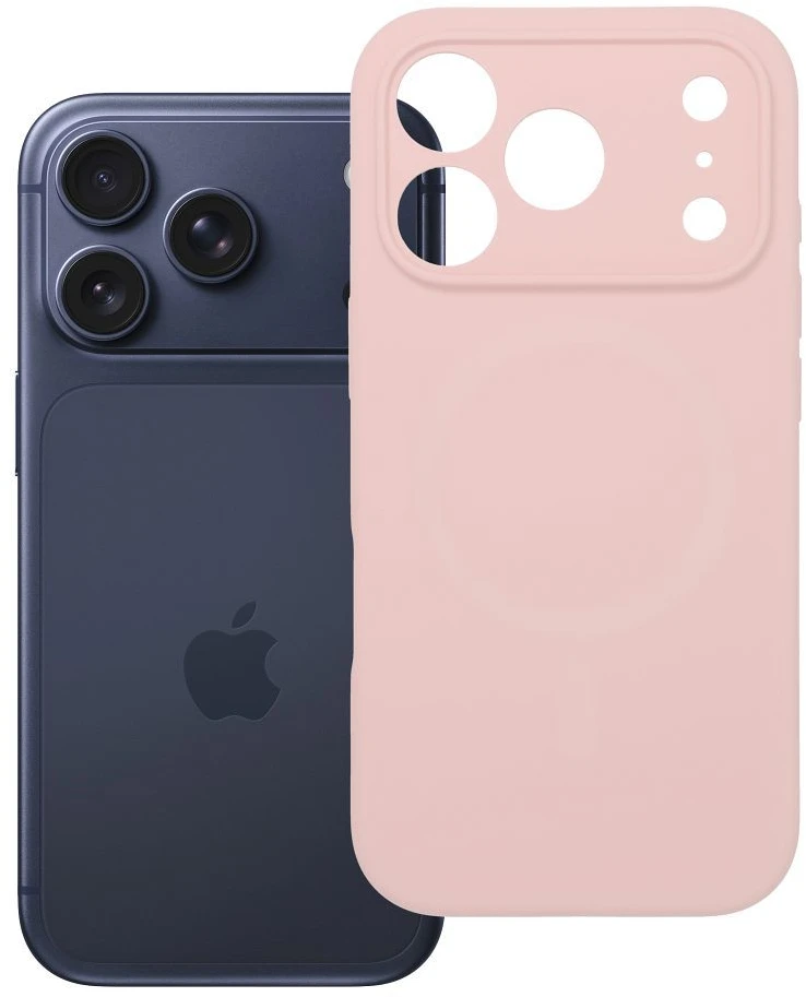 OEM dėklas, skirtas iPhone 17 Pro / 18 Pro (žemas kameros kraštas), silikoninis 2 mm (apsauga nuo kameros), miltelinės rožinės spalvos
