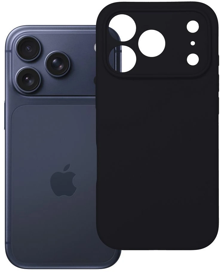 OEM dėklas, skirtas iPhone 17 Pro / 18 Pro (žemas kameros kraštas), silikoninis 2 mm (apsauga nuo kameros), juodas