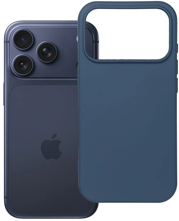 OEM dėklas, skirtas iPhone 17 Pro / 18 Pro (žemas kameros kraštas), silikoninis, mėlynas