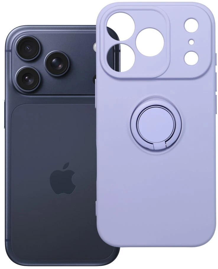 OEM dėklas iPhone 17 Pro / 18 Pro (žemas kameros kraštas) silikoninis žiedas violetinė