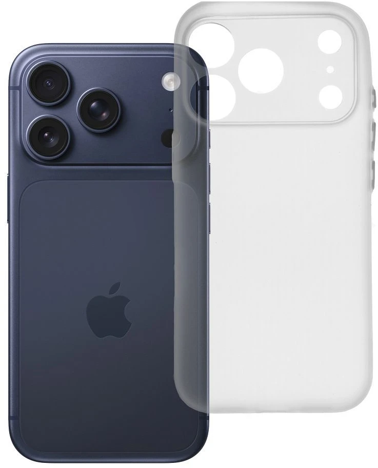 OEM dėklas, skirtas iPhone 17 Pro / 18 Pro (žemas kameros kraštas), itin plonas matinis skaidrus
