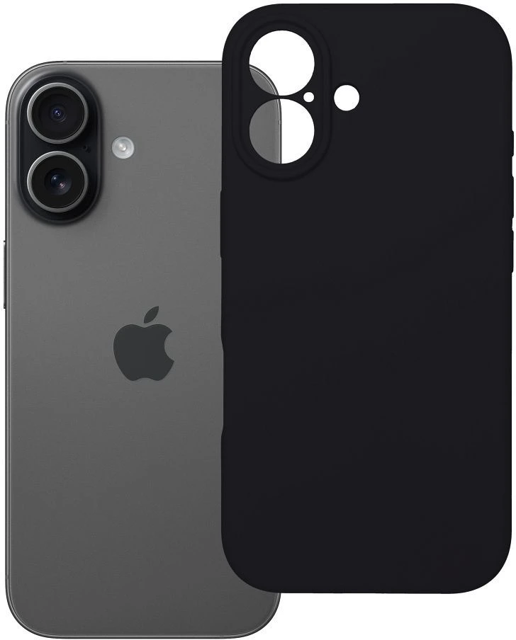 OEM dėklas iPhone 17 silikoniniam 2 mm dėklui (apsaugai nuo kameros) juodas