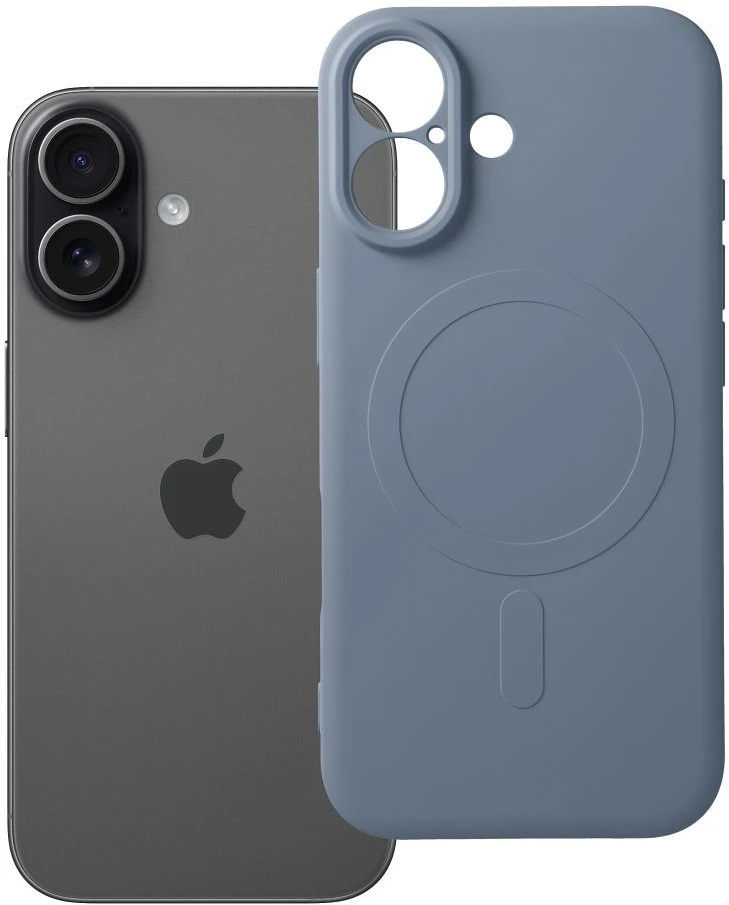 OEM dėklas, skirtas „iPhone 17“ silikoniniam „Mag“ dėklui, suderinamas su „MagSafe“ (fotoaparato apsauga), šviesus mėlynas