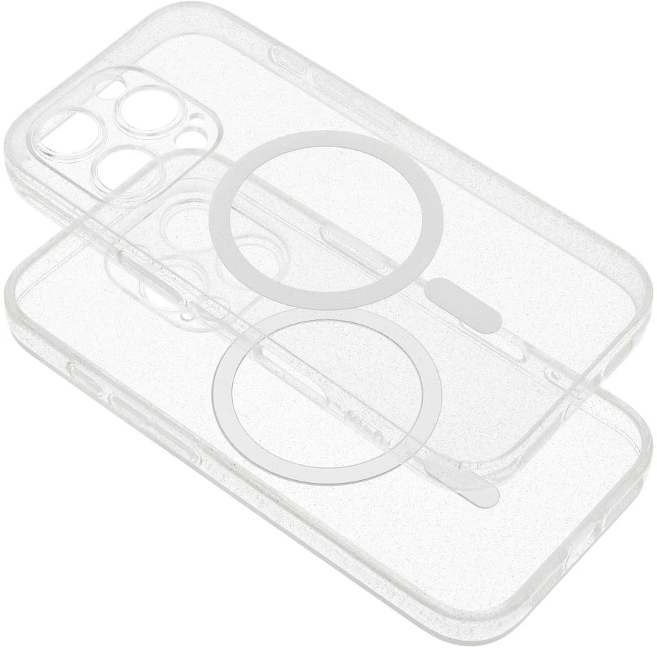 Dėklas Oem Case for iPhone 18 Pro / 17 Pro Clear Mag Cover (STR / CAMERA PROTECTION) compatible with MagSafe transparent glitter