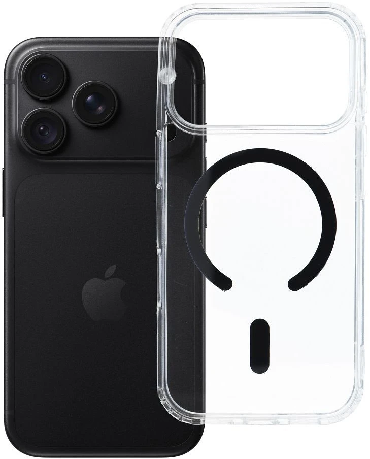 Oem dėklas, skirtas iPhone 18 Pro / 17 Pro Drop Glue Colorful Ring Mag dangtelis, suderinamas su MagSafe, juodas