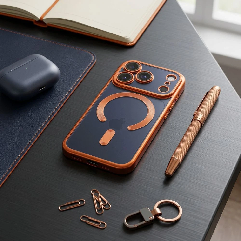 Oem dėklas iPhone 18 Pro / 17 Pro Electro Mag Cover, suderinamas su MagSafe, oranžinis