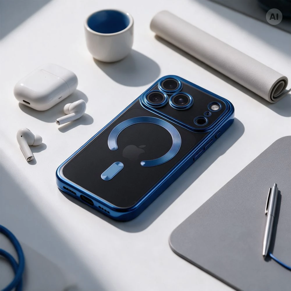 Oem dėklas, skirtas iPhone 18 Pro / 17 Pro Electro Mag dėklas, suderinamas su MagSafe, tamsiai mėlynas