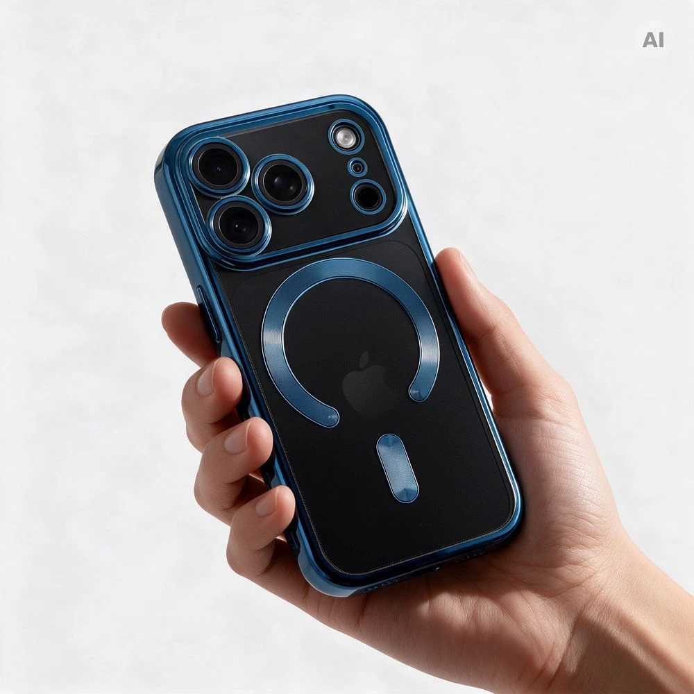 Oem dėklas, skirtas iPhone 18 Pro / 17 Pro Electro Mag dėklas, suderinamas su MagSafe, tamsiai mėlynas