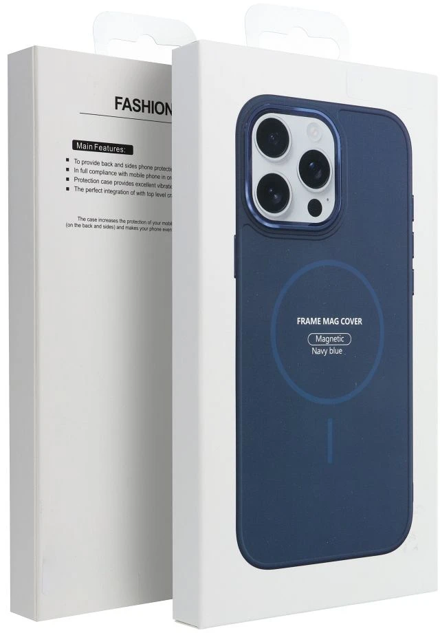 Oem dėklas iPhone 18 Pro / 17 Pro rėmui Mag Cover, suderinamas su MagSafe, tamsiai mėlynas